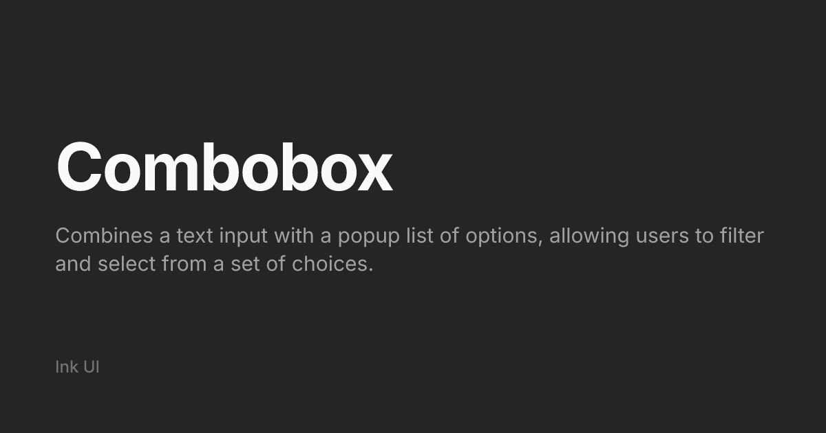 Combo Box Ui Examples Combobox - Ink UI